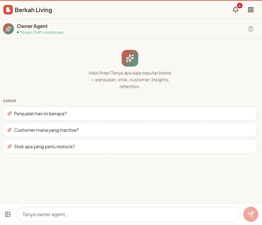 Owner Agent AI BerkahLiving (web)