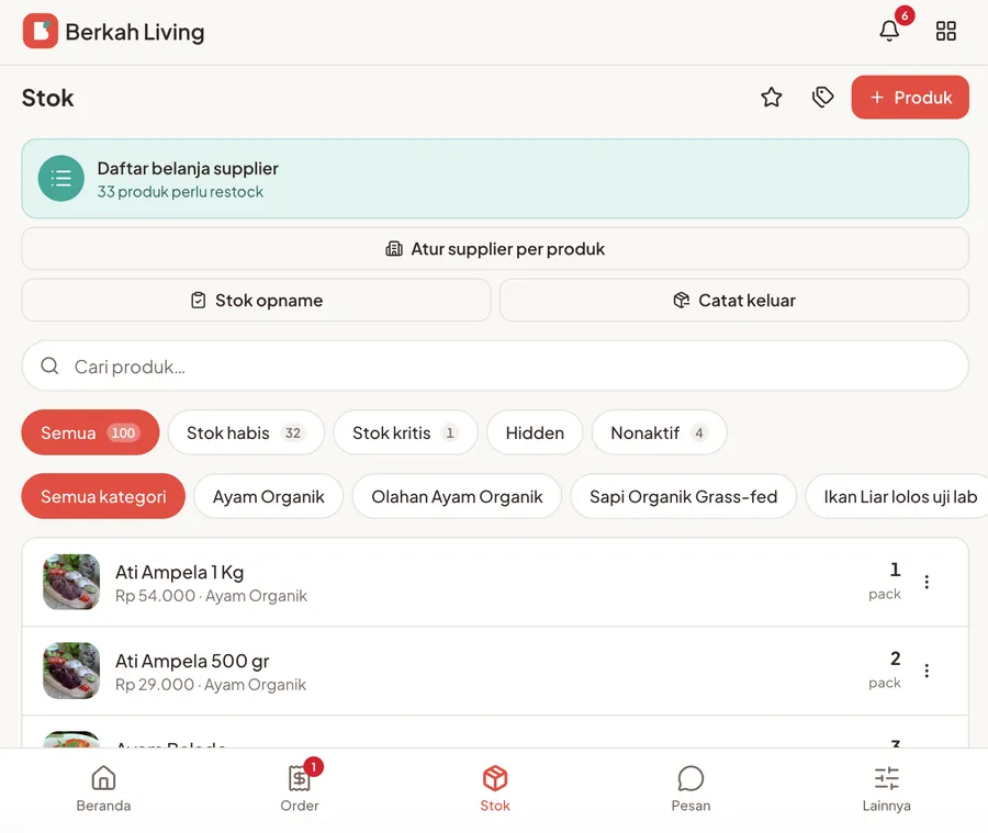 Manajemen stok BerkahLiving (web)
